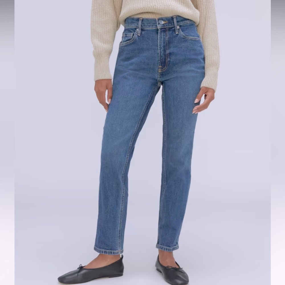 Everlane The Original Cheeky Jean 29 High Rise Crop Mid Blue Straight